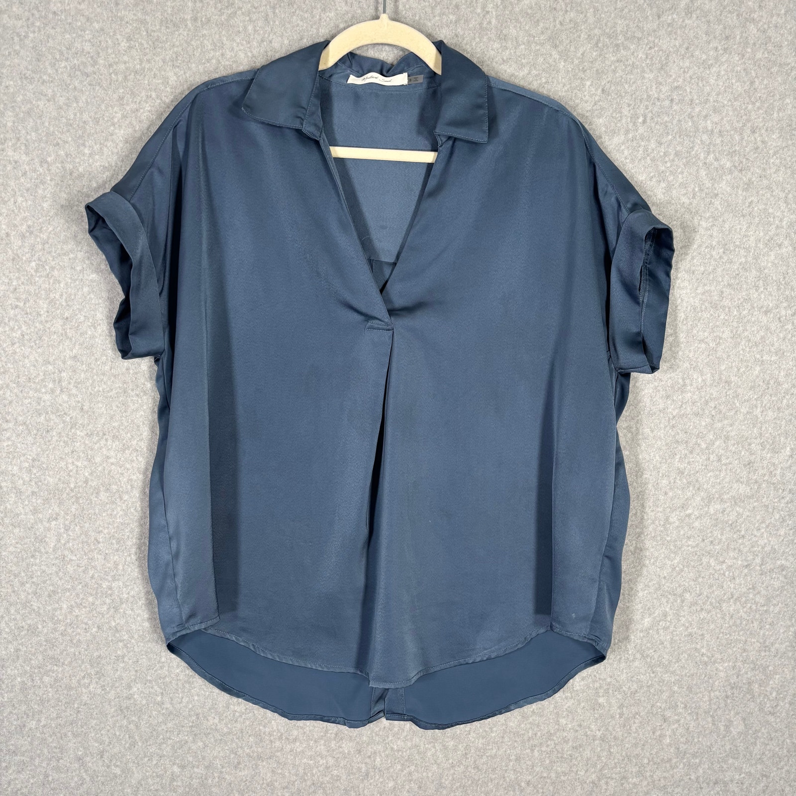 Mustard Seed Blouse Small Silky Oversized Quiet Slouchy Drop Shoulder Capsule